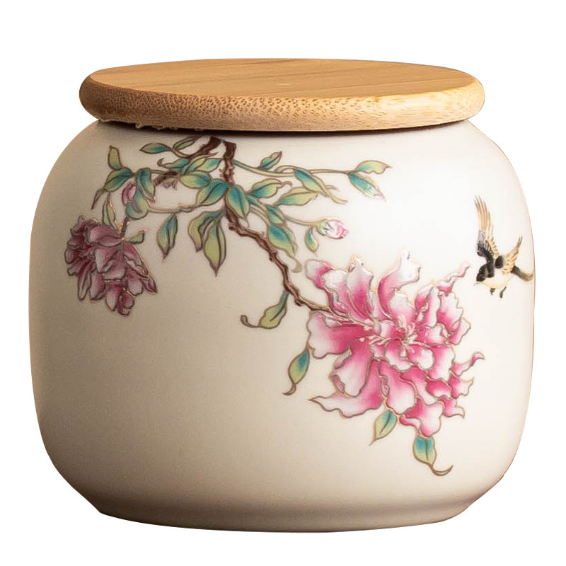 Bình đựng trà chống ẩm Ruyao Bình đựng mỡ lợn Bình đựng hoa mẫu đơn bằng gốm kín Bình đựng trà cầm tay nhỏ Bình rỗng