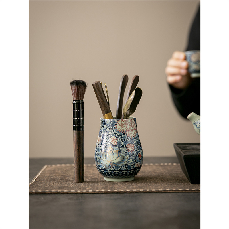 Gốm sứ Ru Lò Vạn Hoa Trà đạo Sáu Quý Ông Kung Fu Bộ trà Phụ kiện Dụng cụ pha trà Dụng cụ pha trà Dao trà Kẹp trà Bàn chải muỗng