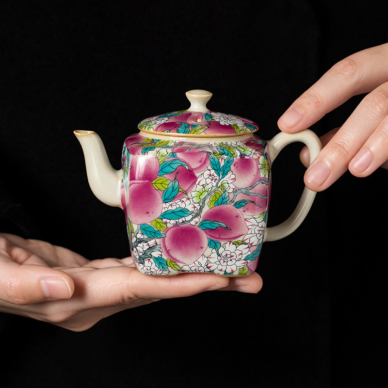 Ấm trà hình vuông Trung Quốc Ru Lò nung Wantao kiểu mới 2024 ấm trà ấm trà cao cấp gia dụng dụng cụ pha trà bộ trà Kung Fu