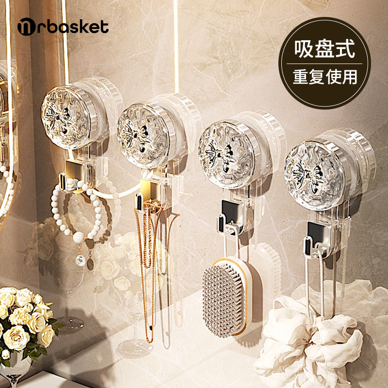 Móc treo cốc hút mạnh mẽ, không đục lỗ, dán keo chân không liền mạch phía sau cửa phòng tắm, khăn tắm treo tường, móc dính quần áo