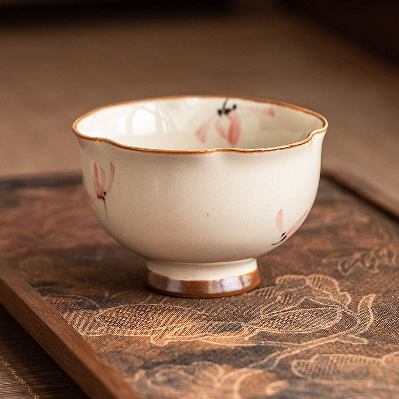 Nhà máy vẽ tay màu hồng hoa lan nụ hoa tách trà cốc gốm sứ chủ nhân cốc đơn giá trị cao uống trà cốc trà