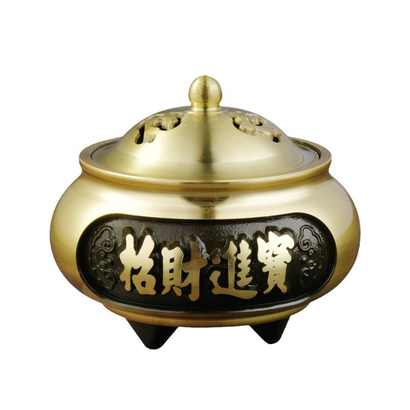 Lư hương đồng ba chân mini, lư hương bỏ túi dùng trong nhà, lư hương trầm nhỏ, giá đỡ hương, giá đỡ hương, giá đỡ hương tháp.