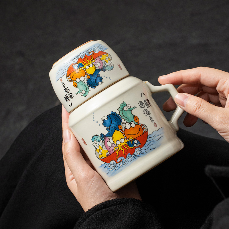 Cốc pha trà ấm nhỏ trong lò Ruyao tám tươi vượt biển, cốc pha trà hầm sáng tạo cá nhân, cốc pha trà gia dụng