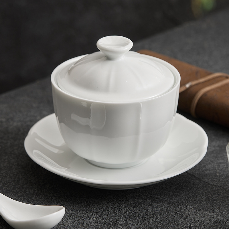 Cốc sứ ren, cốc hầm, nồi hầm canh gia dụng, cốc hấp cho một người, cốc đơn, bộ đồ ăn khách sạn, cốc canh có đĩa thương mại