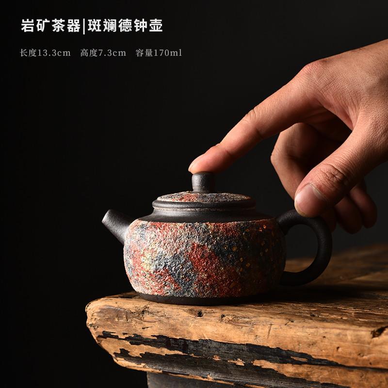 Ấm trà đất sét đá cũ, ấm trà gốm sứ cổ điển, ấm đầy màu sắc có thể nâng bằng tay, ấm trà Kung Fu, ấm pha trà