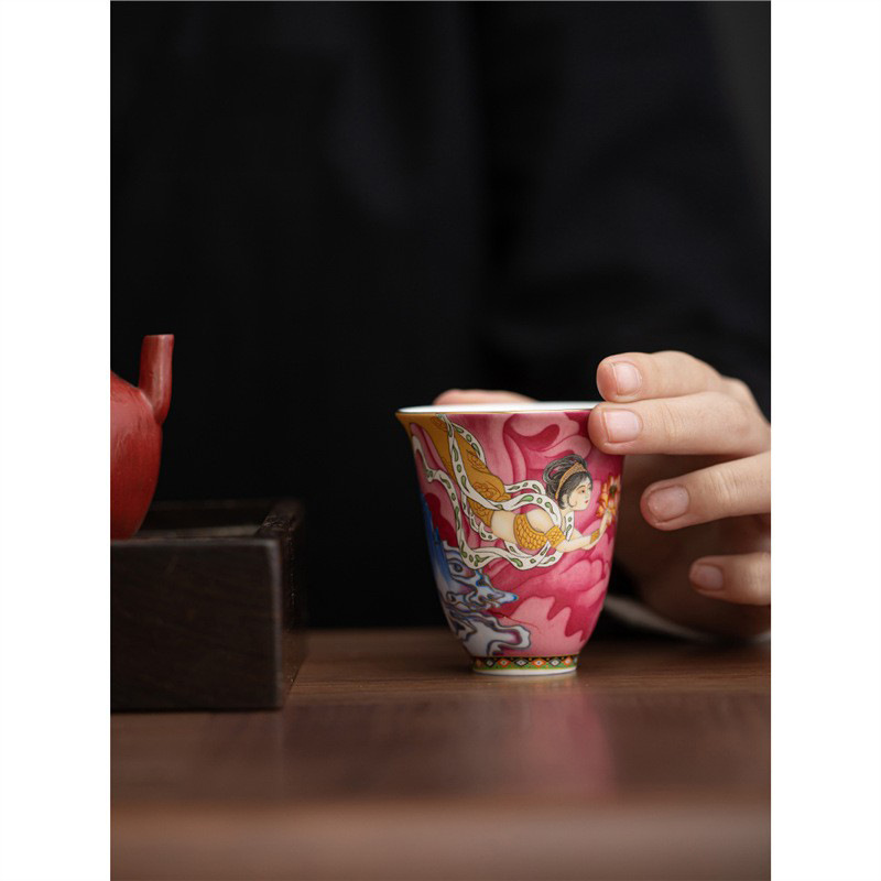 Phong cách Trung Quốc thủy triều Đôn Hoàng Feitian Master Cup Bộ trà Kung Fu Bộ trà men cao cấp Cốc đặc biệt cá nhân Bán buôn quà tặng