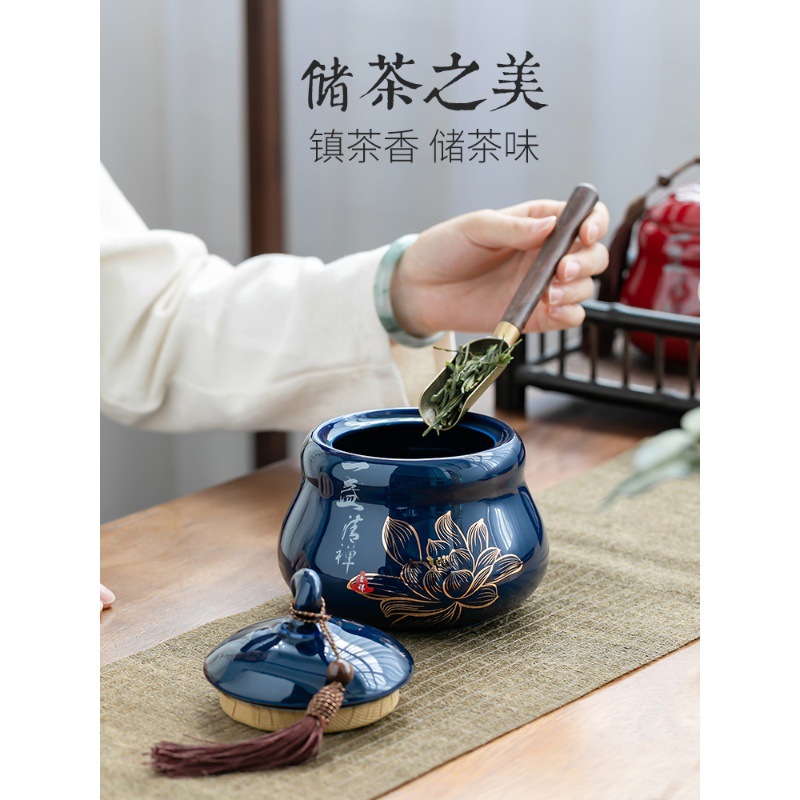 Bình trà Jilan, bình bảo quản gốm sứ, bình kín, bình trà gia dụng chống ẩm kiểu Trung Quốc, sáng tạo phong cách dân tộc, trà xanh đỏ, trắng