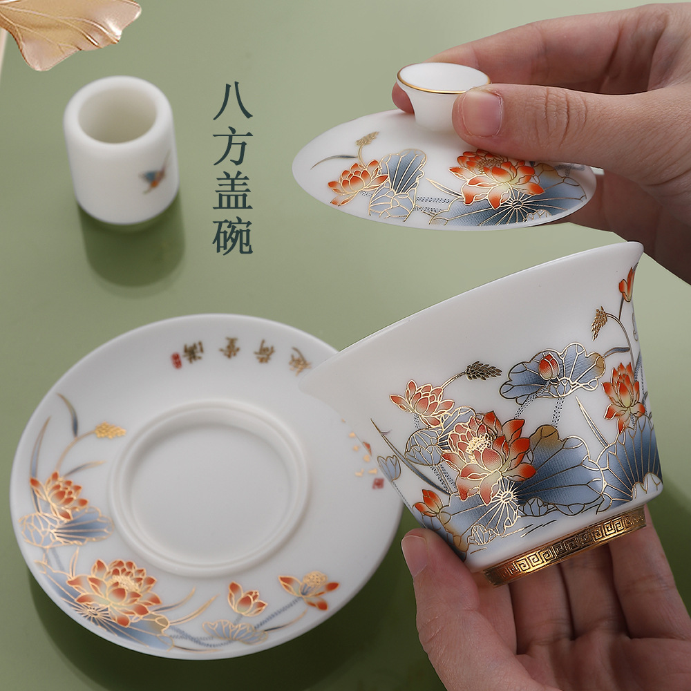 Bộ ấm trà cao cấp Yusyaki Yusyaki đầy đủ sản phẩm bát hoa sen vui nhộn