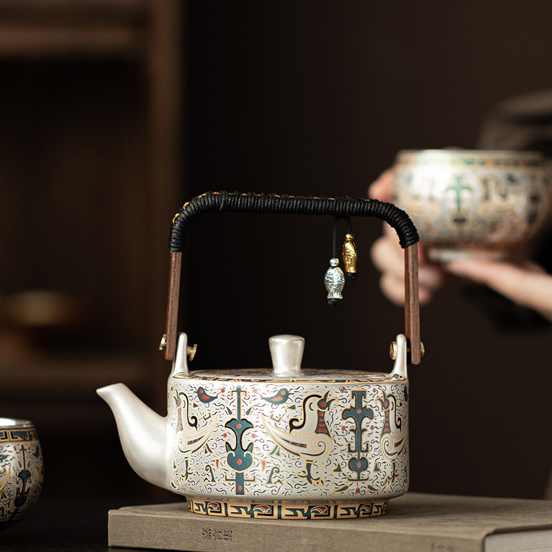 Ấm trà gốm sứ dung tích lớn gia dụng ấm trà không nóng kiểu Trung Quốc