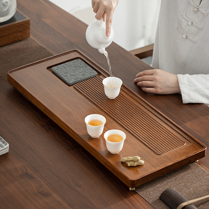 Khay trà bằng đá mun tre nặng Chi Yun khay đựng trà bàn trà bằng tre