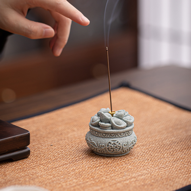 Quốc Triều Phong Cách Xanh sa thạch dễ thương cắm hương có thể nuôi thú cưng trà sáng tạo phòng trà trong nhà bàn trà văn phòng đồ trang trí nhỏ