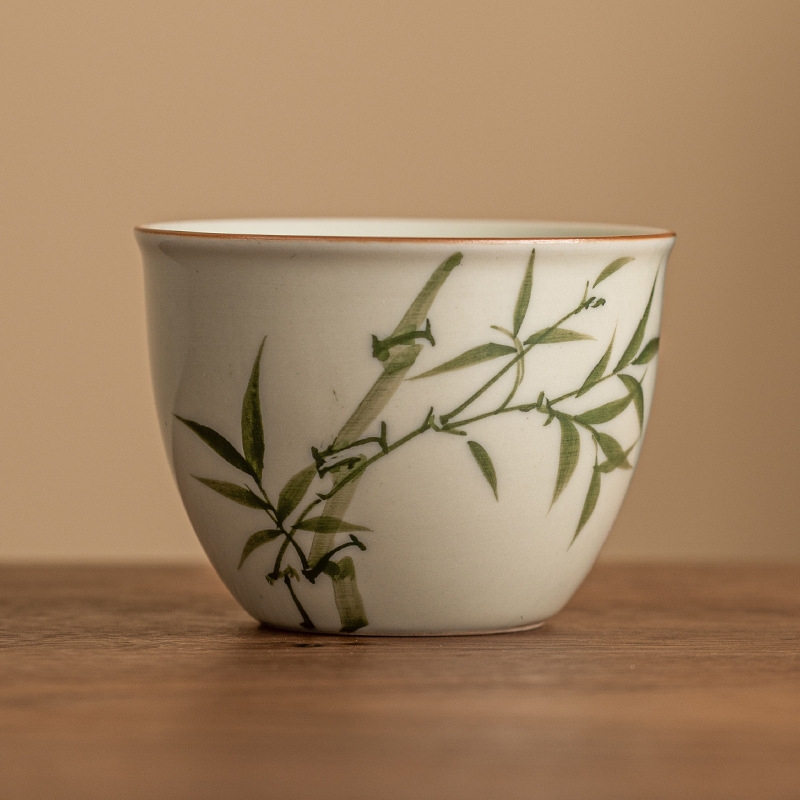 Cốc cốc đựng nước bằng tre xanh ngọc bích cốc chủ nhân cốc đựng trà gốm sứ chén đựng trà gốm sứ dụng cụ trà Kung Fu Trung Quốc cốc trà đơn