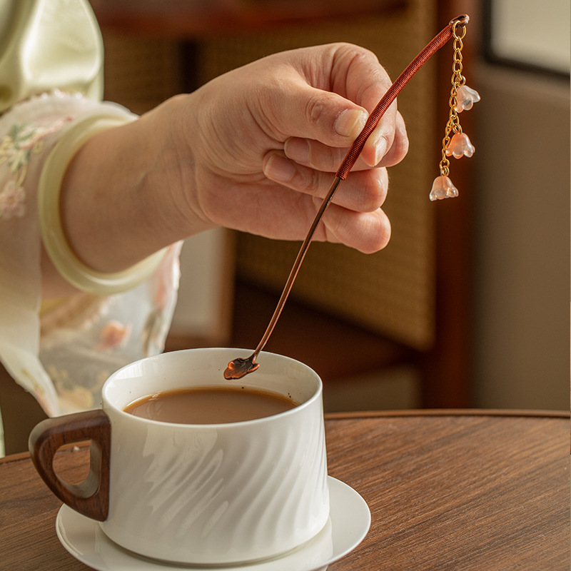 Tua rua lọc trà đạo cụ trà tinh tế retro di động treo muỗng cà phê muỗng cà phê muỗng trà