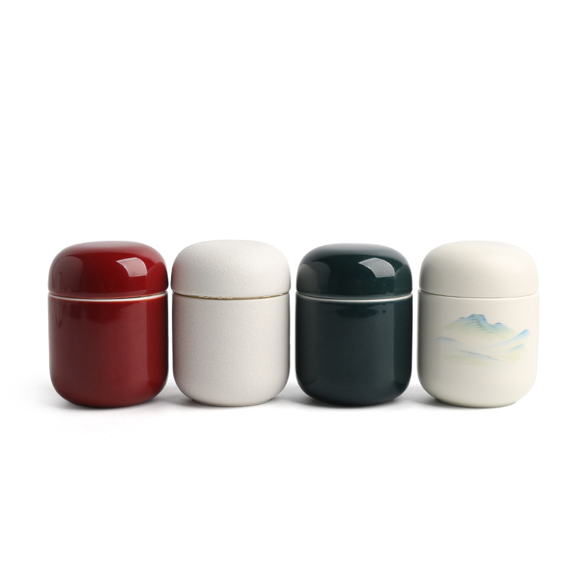Bình mini đơn giản, bình trà cỡ nhỏ, gốm sứ sáng tạo màu tinh khiết, bình kín, bao bì đựng trà