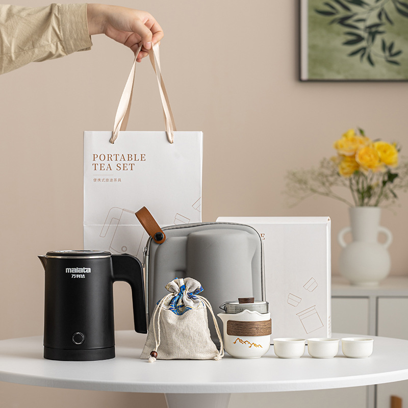 Bộ ấm trà gốm sứ di động Bộ ấm trà dùng cho cá nhân ngoài trời của khách sạn Một ấm Ba cốc có Ấm đun nước