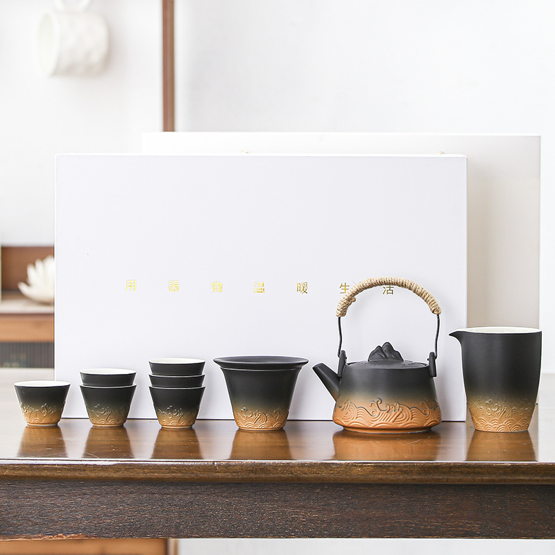 Bộ dụng cụ pha trà Kung Fu có nắp Gradient gia dụng ấm pha trà chùm gốm văn phòng cao cấp sang trọng nhẹ nhà xưởng bán buôn