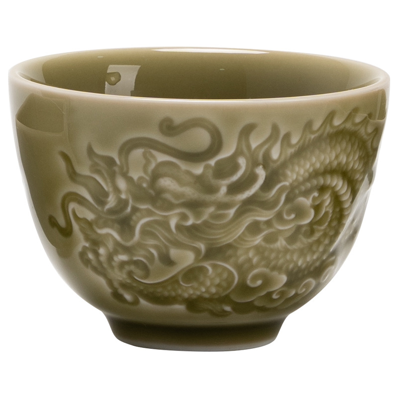 Cốc chủ nhân bát lớn hình rồng lò Yaozhou cốc đơn cốc trà cá nhân cao cấp cốc uống trà Kung Fu nổi kiểu Trung Quốc cốc đơn