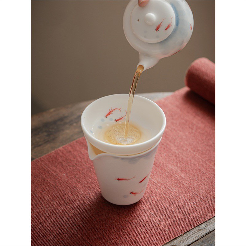 Bộ trà gốm sứ, tách trà, bình tách trà Ru lò, bộ lọc toàn sứ vẽ tay, bán buôn trà