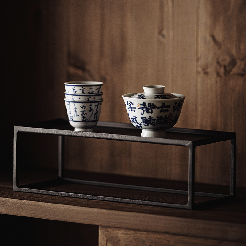 Giá để bàn trà sắt rèn Da'antang Giá để tách trà Giá để đồ Bogu Bộ trà Kung Fu lưu trữ Giá trưng bày để bàn nhiều tầng
