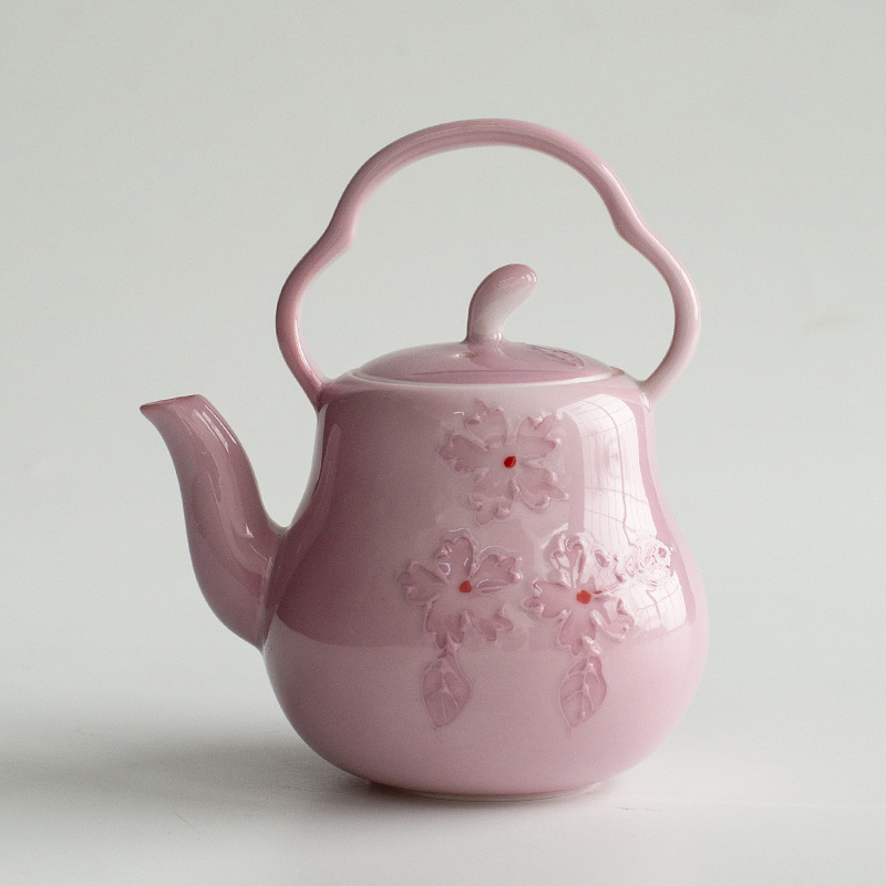 | Don't Nian | Ấm trà Arita vẽ tay "Yunxia Purple" Ấm pha trà hoa màu tím tráng men ấm pha trà bộ trà Kung Fu gốm