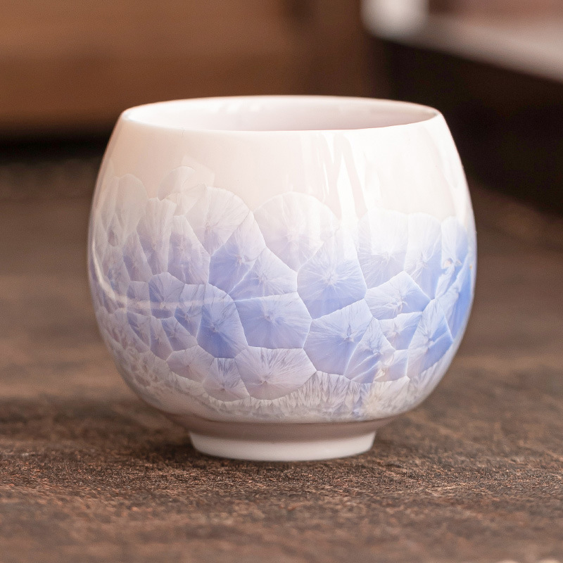 Cốc trà tráng men pha lê, cốc chủ nhân, cốc tròn màu xanh biển, cốc trà gốm sứ gia dụng cao cấp, bộ trà Kung Fu, cốc trà, cốc đơn