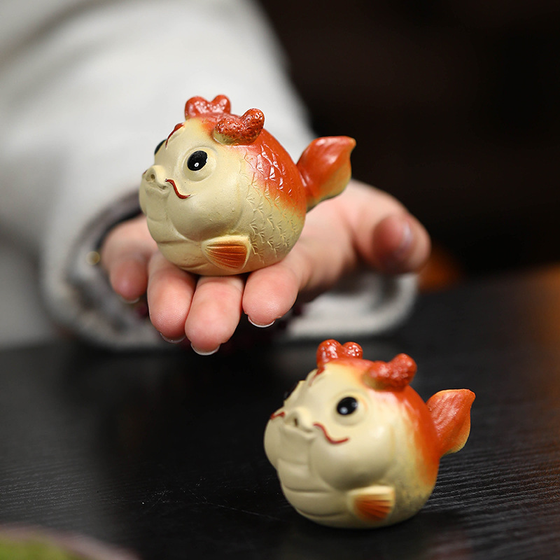 Đồ trang trí rồng vật nuôi trà cát tím Yixing sáng tạo bong bóng rồng để bàn trà thú vị khay trà có thể nâng cao hương trà đạo Cắm cá rồng