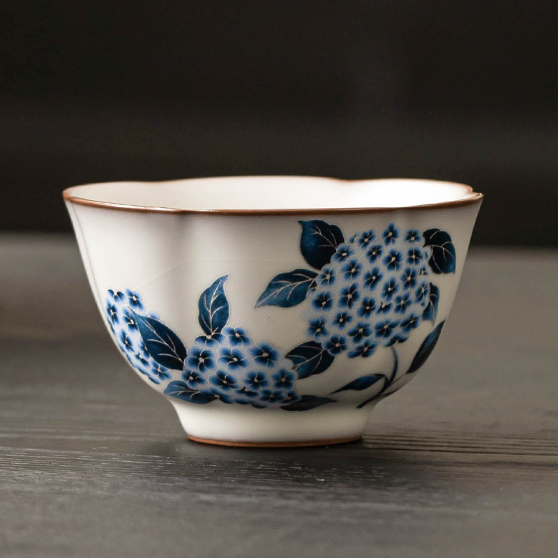 Cốc trà cổ Ruyao cốc thạch mỡ lợn cốc hoa cẩm tú cầu Ruqing cốc chủ cao cấp cốc đựng trà dung tích lớn