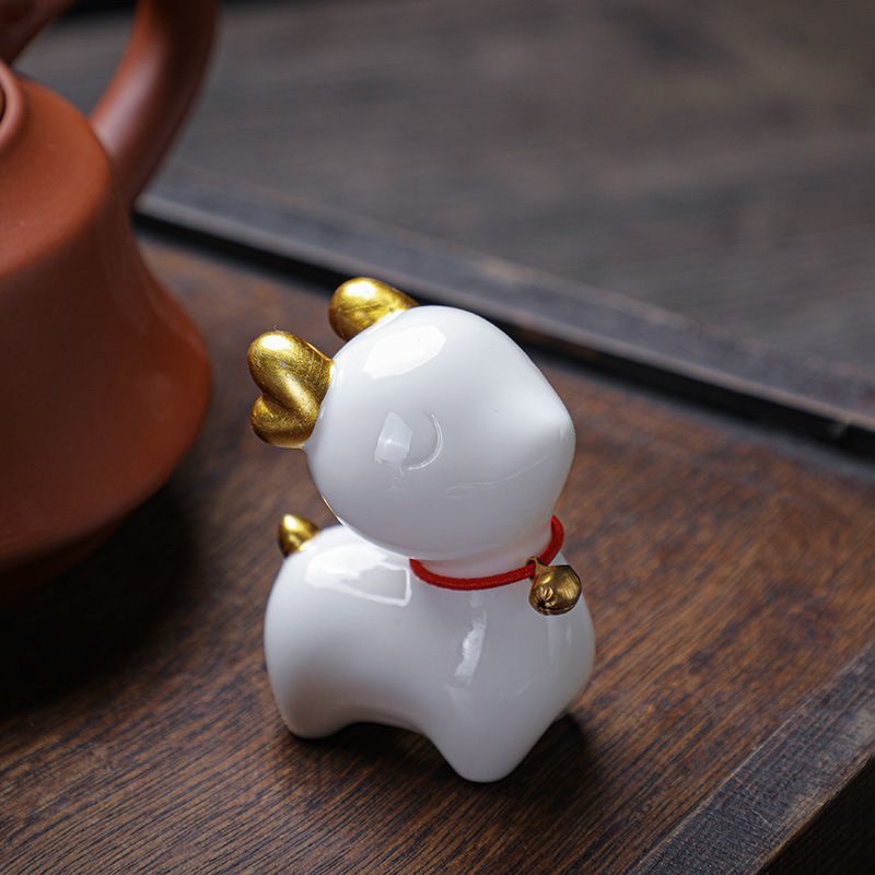 Đồ trang trí để bàn bằng gốm sứ dễ thương sáng tạo có bạn trên đường đi, thú cưng trà sang trọng nhẹ nhàng, bộ phận chữa bệnh cây cảnh, đồ trang trí nhà cửa