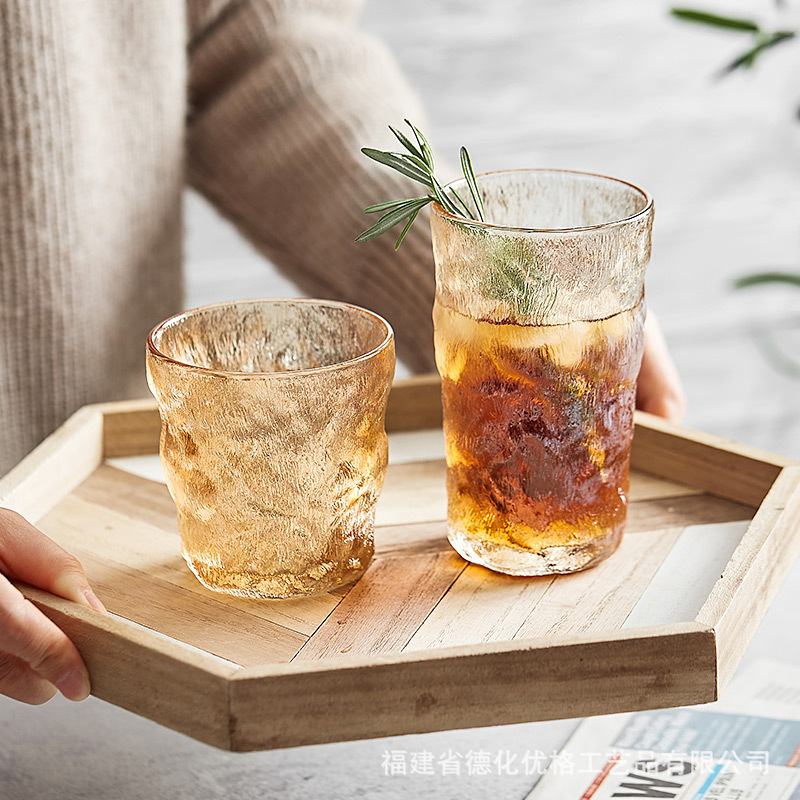 Cốc thủy tinh họa tiết Sông Băng Cốc nước trong suốt sáng tạo phong cách Instagram cốc sữa gia dụng Cốc uống nước cốc uống rượu kiểu Nhật mờ