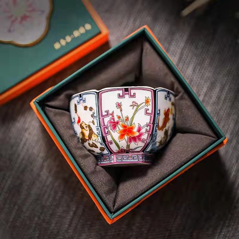 Đức Hoa mỡ cừu ngọc sứ thu thập tài sản cốc chủ nhân cá nhân sáu cốc trà cốc trà Kung Fu cốc tráng men màu đơn quà tặng