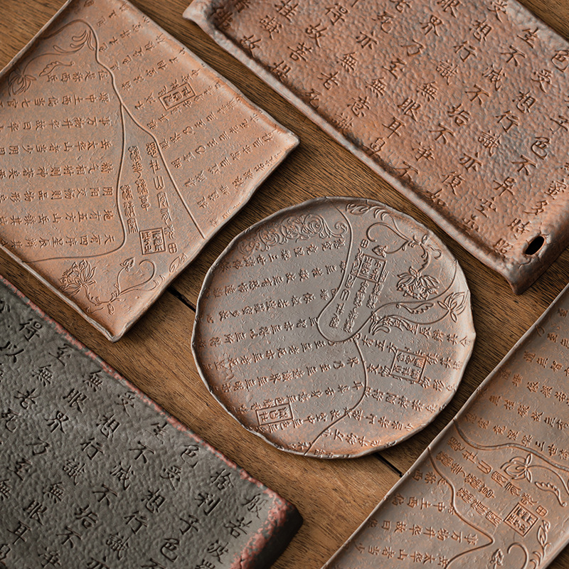 Cổ đá bùn Zhuo bùn kinh bình đựng nước gốm thô khay xốp khô khay đựng đồ trà kiểu Trung Quốc cổ điển phụ kiện khay trà bàn trà