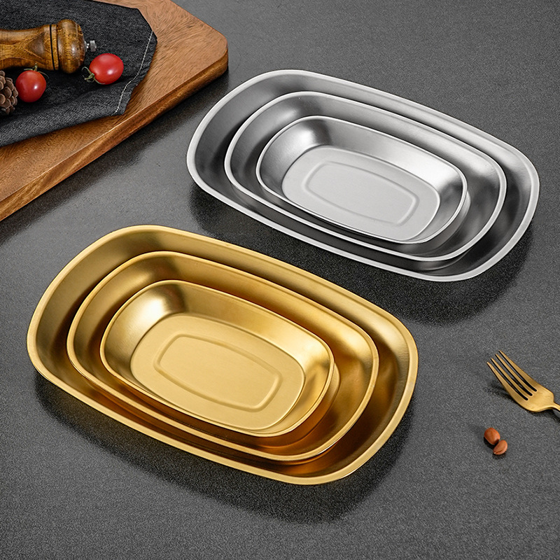 Đĩa oval inox đựng bò lagu - mực hấp - cá hấp - nai né, khay inox đựng thức ăn nhà hàng PBCP37