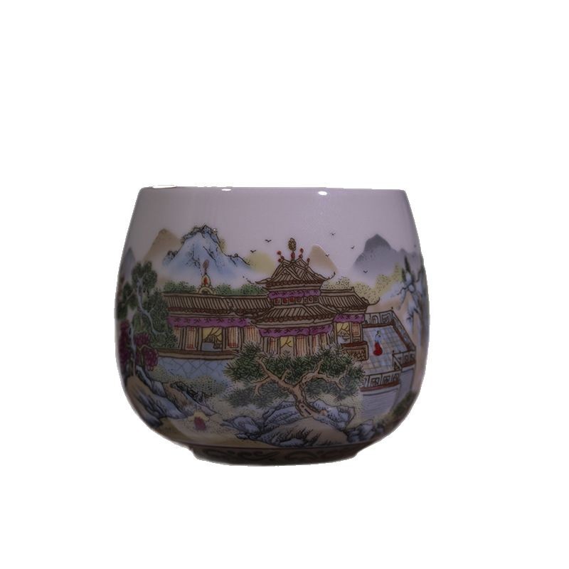 Cốc chủ nhân gốm sứ cốc thiền đơn men màu bộ trà cao cấp Trung Quốc đồ sứ đồ gốm Lilong Jingdezhen tro thực vật