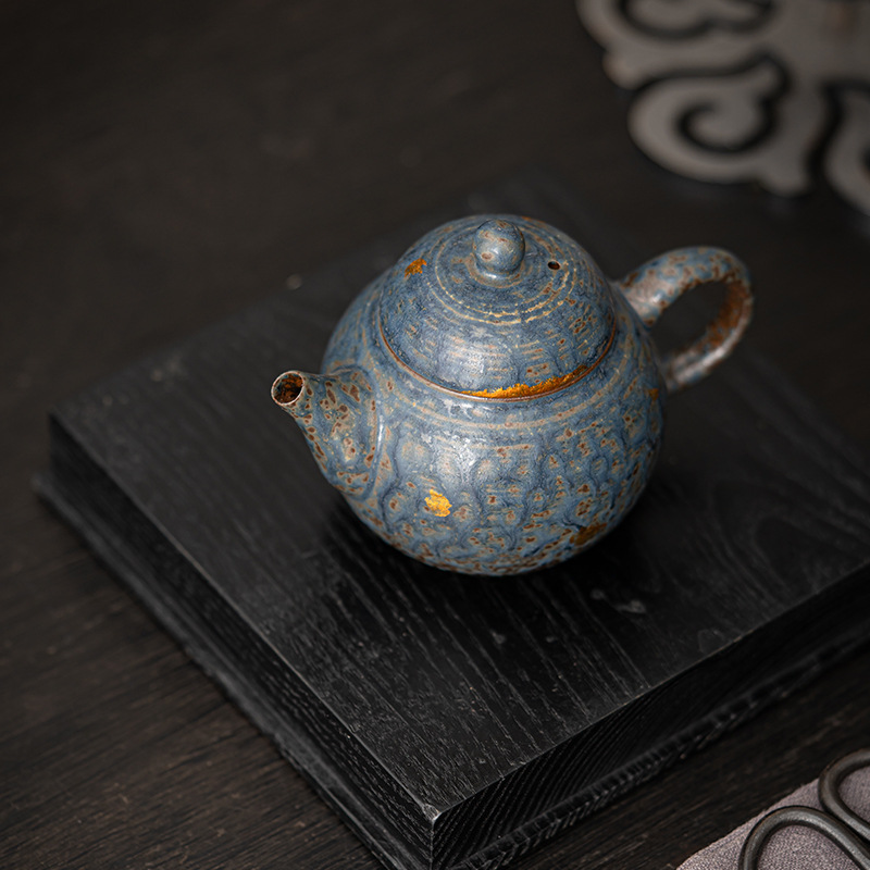 Ấm Siting bùn đá cũ trống rỗng Zhai ấm trà tráng men đồng cổ điển Bộ ấm trà gia dụng có thể nâng cao để pha trà cao cấp