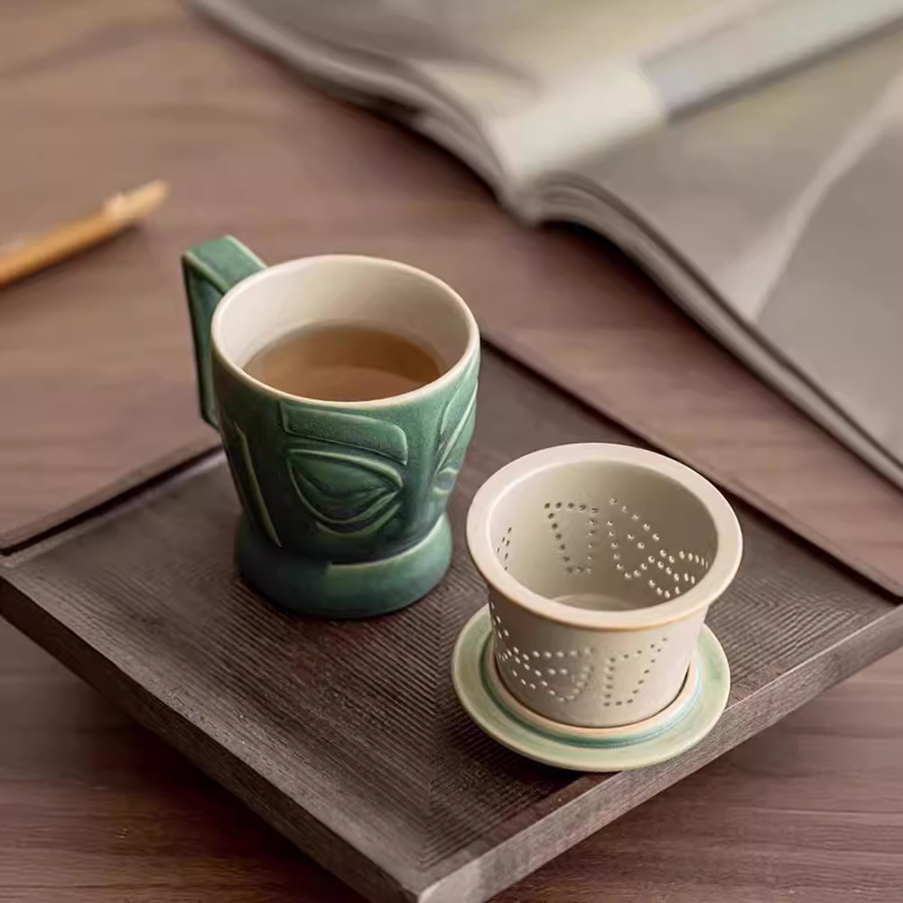Cốc pha trà Sanxingdui cốc nước tách trà chuyên dụng cá nhân bằng gốm Sứ cốc cao cấp