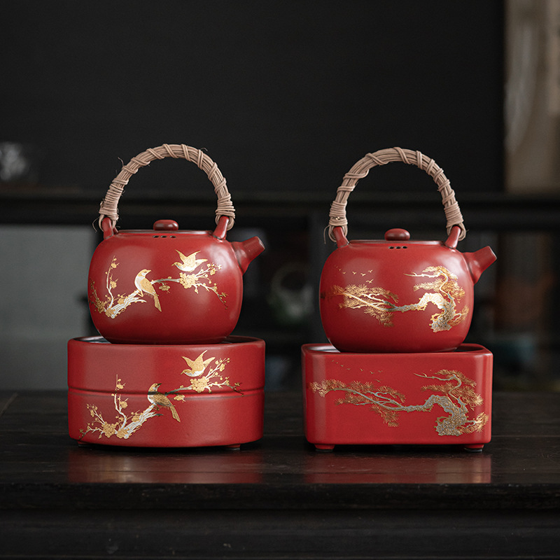Bếp gốm điện gia dụng táo gai màu đỏ Ấm đun trà ấm đun trà trắng trà Pu'er ấm đun trà điện bếp trà Bộ trà