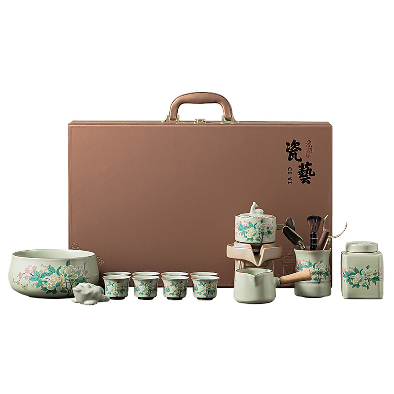 Đồ pha trà tự động hoa dâm bụt hộp quà tặng hộp pha trà lười dụng cụ pha trà tự động văn phòng gia dụng