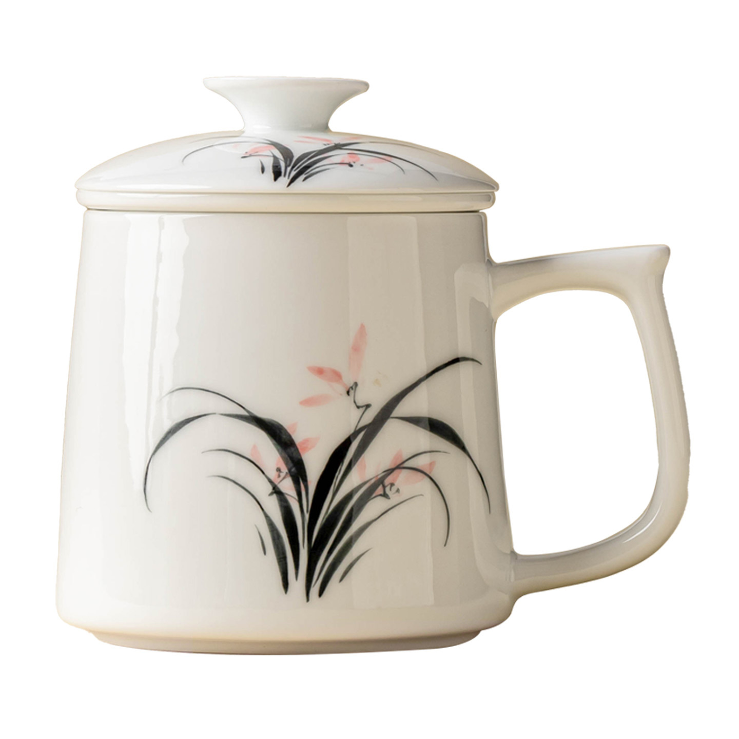 Vẽ tay phong lan mực cốc văn phòng cốc gốm tách trà nước cốc pha trà cốc lớn cốc uống nước có nắp