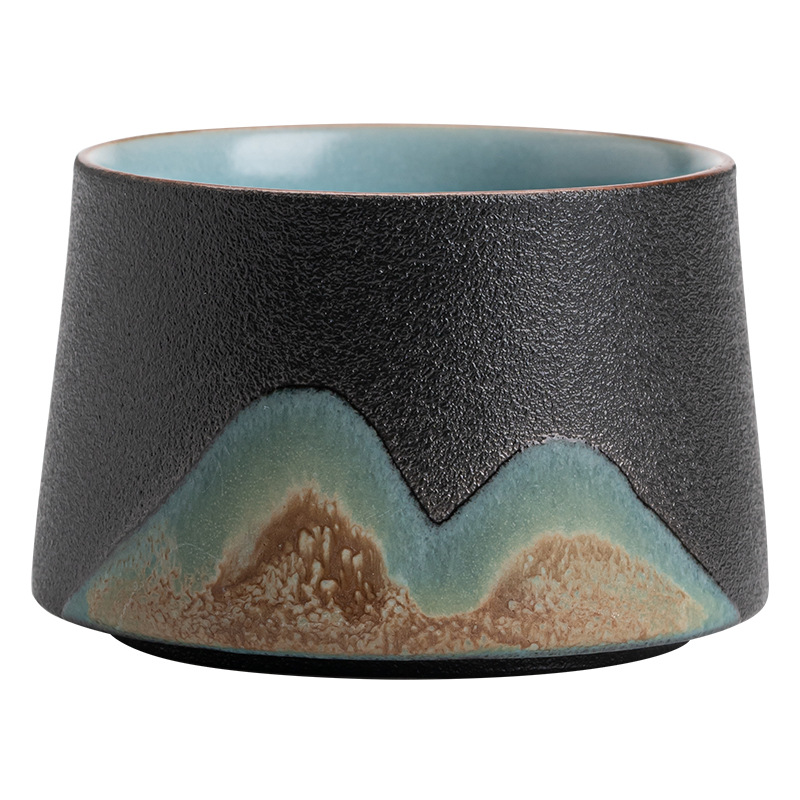 Cốc chủ sở hữu dung tích lớn vẽ tay phong cách Nhật Bản cốc đơn tráng men vẽ màu thủ công gốm sứ Kung Fu tách trà