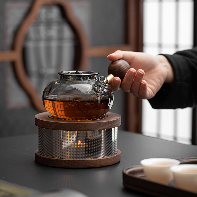 Dụng cụ pha trà ấm bằng Gỗ Óc Chó Da'antang ấm pha trà ấm thủy tinh đế sưởi ấm Bộ trà nến sưởi ấm bếp cách nhiệt bếp pha trà
