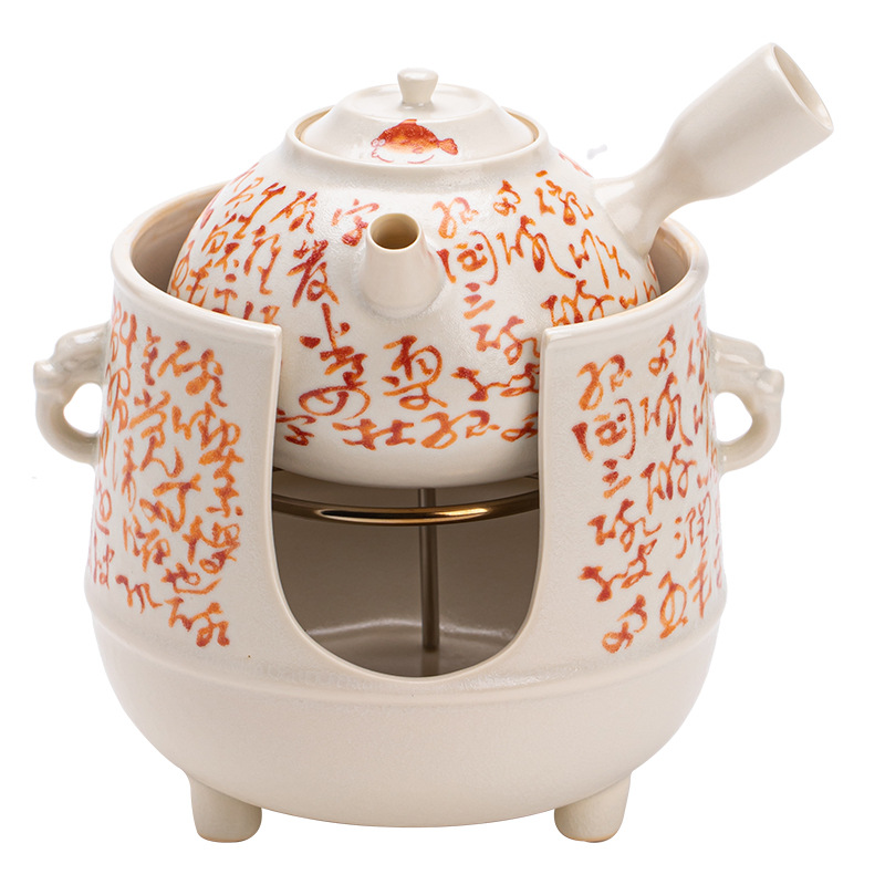 Ấm trà cá tráng men soda, bếp cồn, hàng trăm mảnh vỡ, bếp nấu trà gia dụng, bộ trà có thể nuôi dưỡng bộ trà kung fu