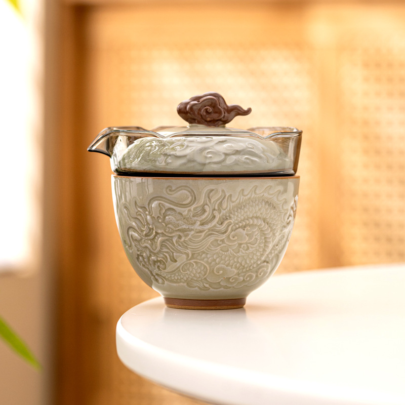 Bộ trà du lịch Xiangyunlong cốc khách nhanh gốm du lịch ngoài trời di động ấm trà đơn bộ nhỏ tách trà