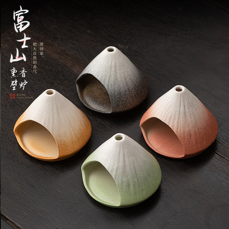 Lò sưởi hương núi Phú Sĩ mới, lư hương cây xô thơm tuyết tùng, lư hương gốm sứ bằng gỗ thiêng Peru