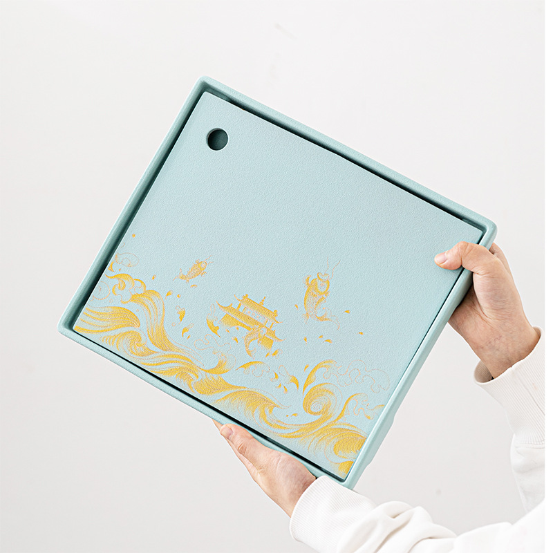 Khay trà gốm sứ Kung Fu thời trang Tử Cấm Thành, phòng khách gia dụng, bàn trà pha khô kiểu trữ nước kiểu Trung Quốc sang trọng hiện đại