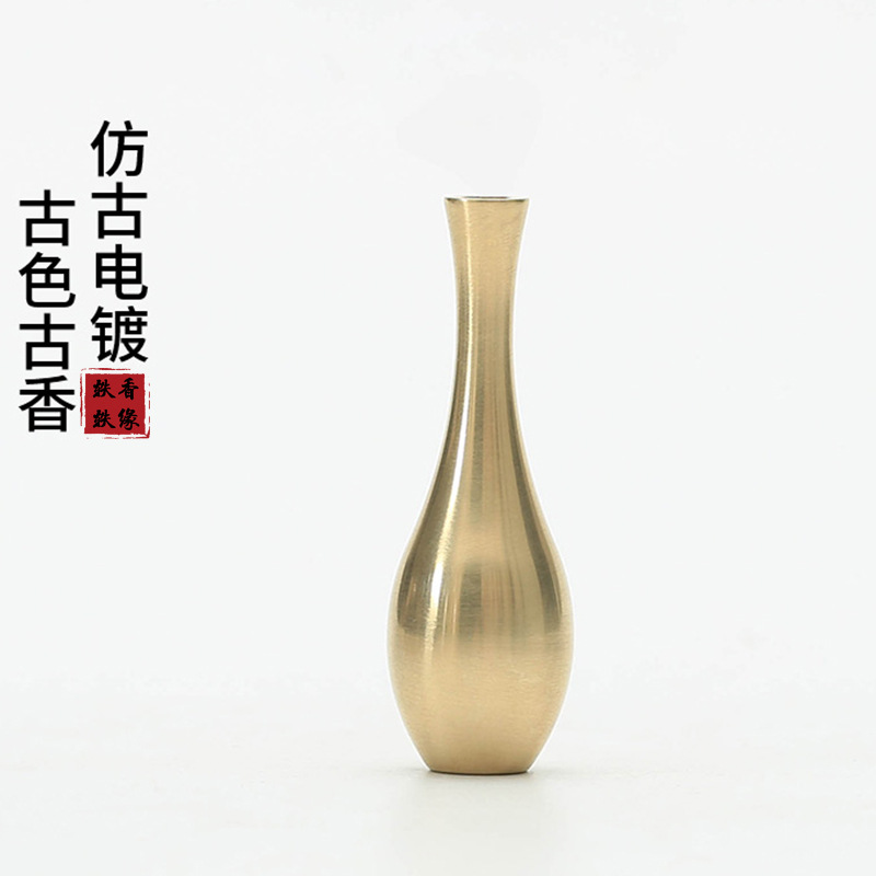Đồ trang trí bình hoa mini đồng thau để bàn bình hoa đồng cắm hương trang trí hoa giả cổ kim loại cắm hương phòng khách