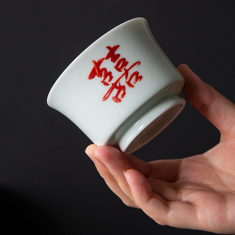 Cốc trà gốm sứ vẽ tay, cốc chủ nhân, cốc đổi miệng, bộ trà công phu đám cưới, cốc trà đính hôn đám cưới