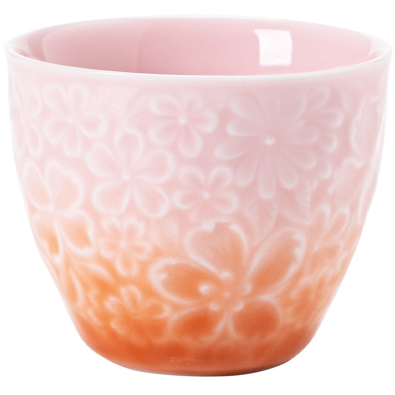 Cốc trà chạm nổi hoa anh đào Gradient cốc chủ sở hữu Bộ trà Kung Fu cao cấp dành cho nữ cốc trà cốc trà gia đình hiếu khách