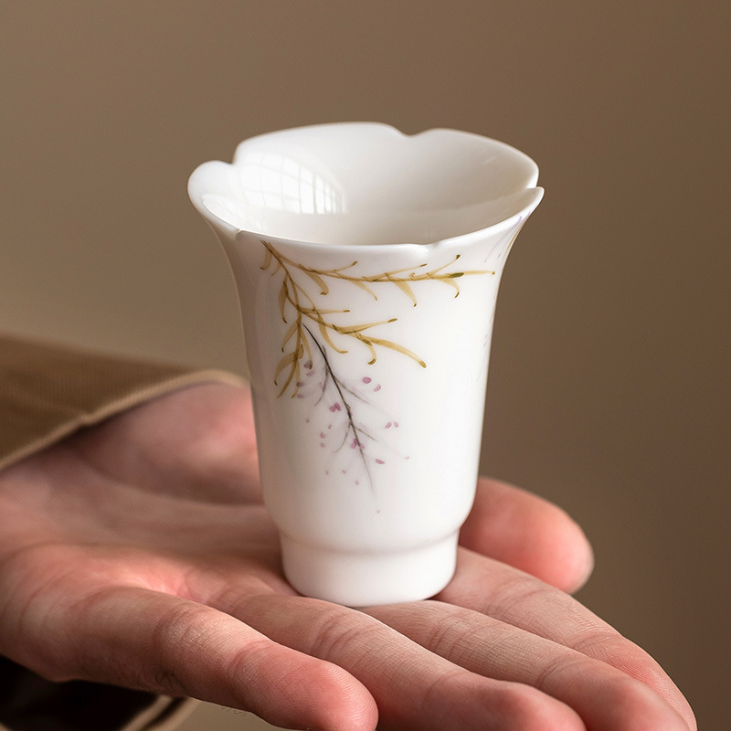 Cốc hương hoa tử đằng vẽ tay, cốc trà gốm sứ gia dụng, cốc chủ, bộ trà phong cách Trung Quốc, cốc trà, cốc trà, cốc đơn