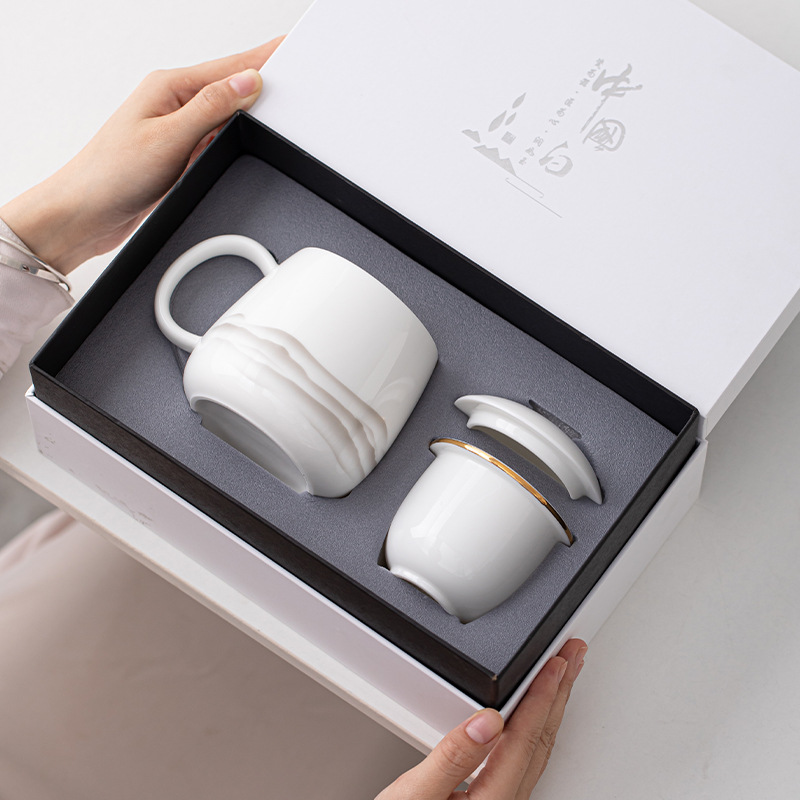 Ngọc Dương Ngọc Tranh Mực Yuanshan Cốc văn phòng Phong cách quốc gia Cốc tách trà cá nhân cho văn phòng Hộp quà