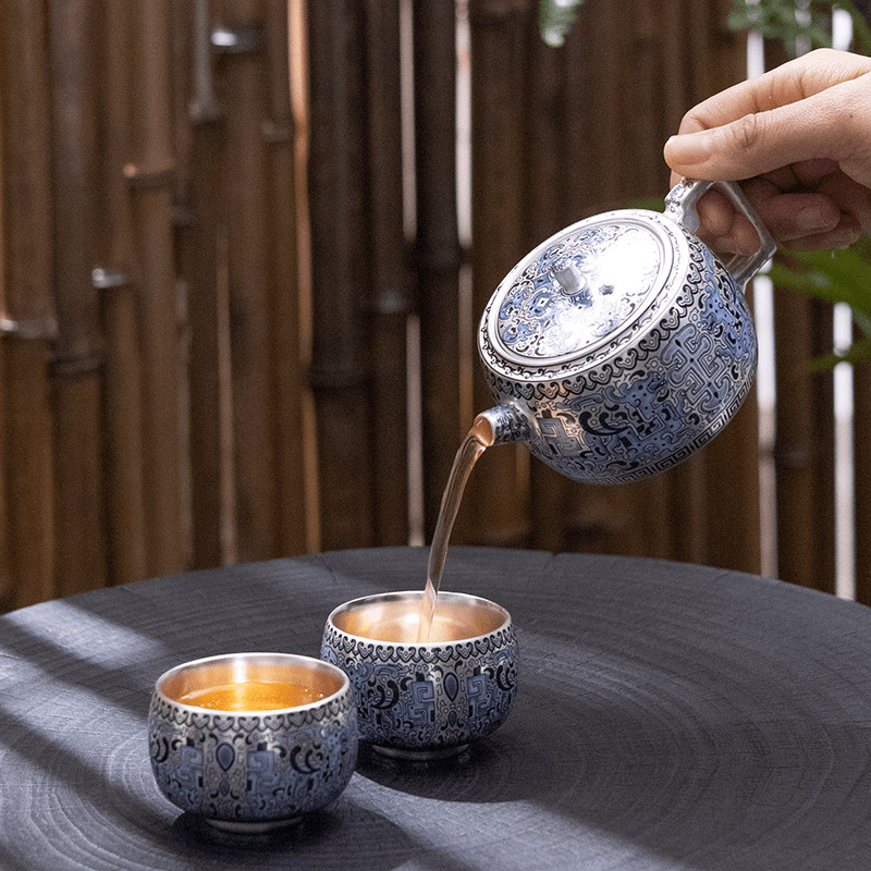 Bộ ấm trà Kung Fu mạ bạc cao cấp